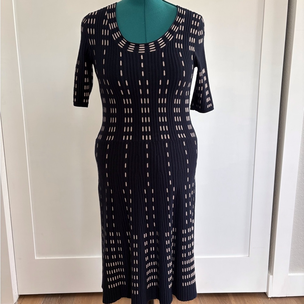 Roz & Ali Navy and Cream Midi Dress